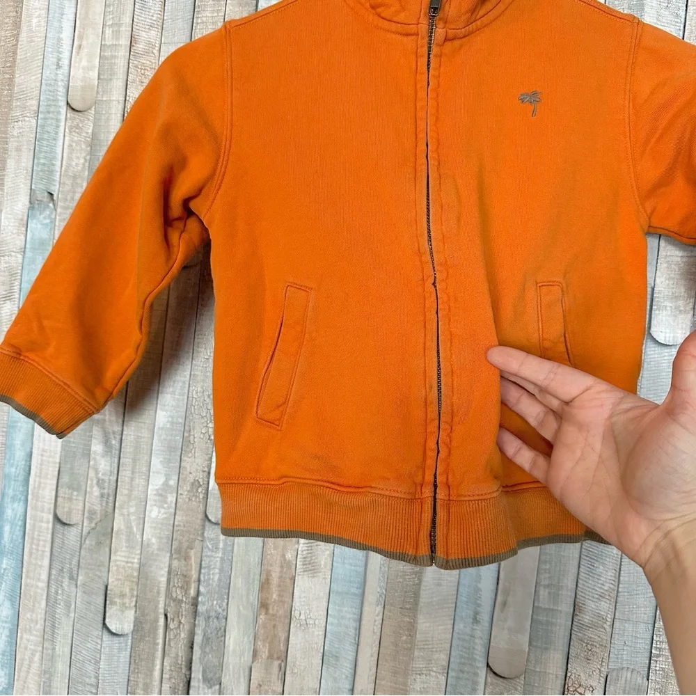 Janie and Jack 4 Boys Orange Full‎ Zip Jacket Sweatshirt Cotton Terry Knit Palm